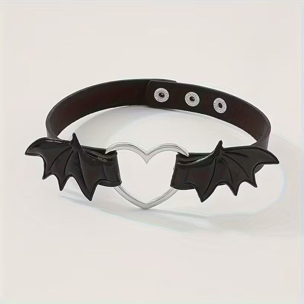Wicked Silk Emo, Punk, Cute Anime Cosplay Heart Devil Wings Choker Black